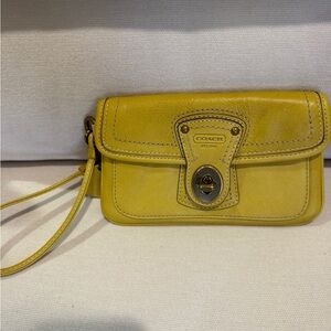 Coach Mustard Leather Wristlet